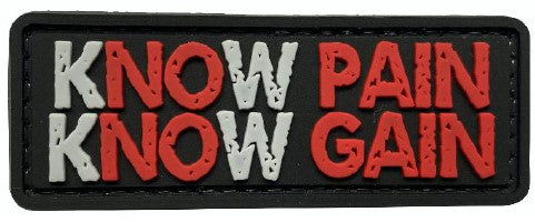 Know Pain, Know Gain PVC Patch Black and Red