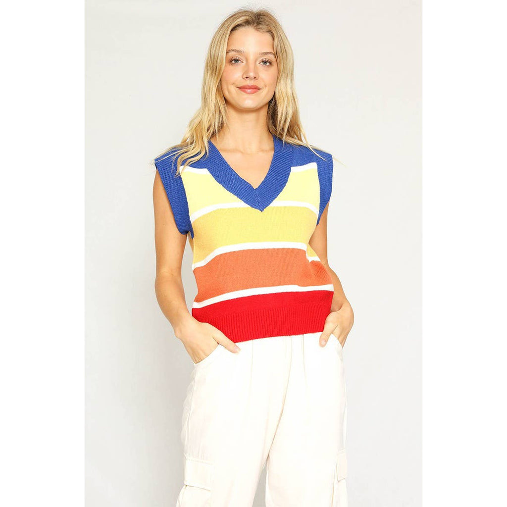 Knit Vest Retro Stripe [Available in XL Only]