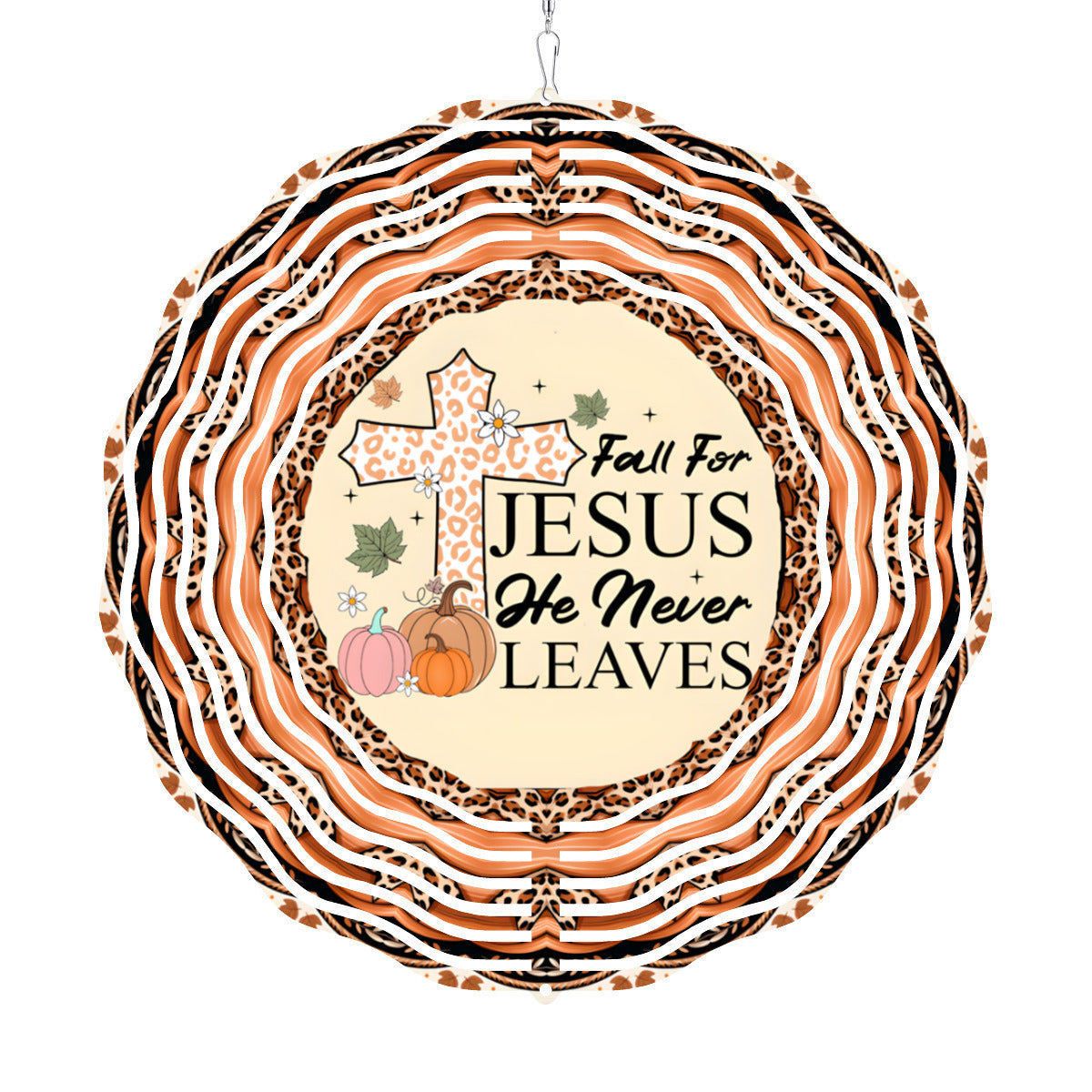 Fall for Jesus He Never Leaves Wind Spinner Outdoor Decor