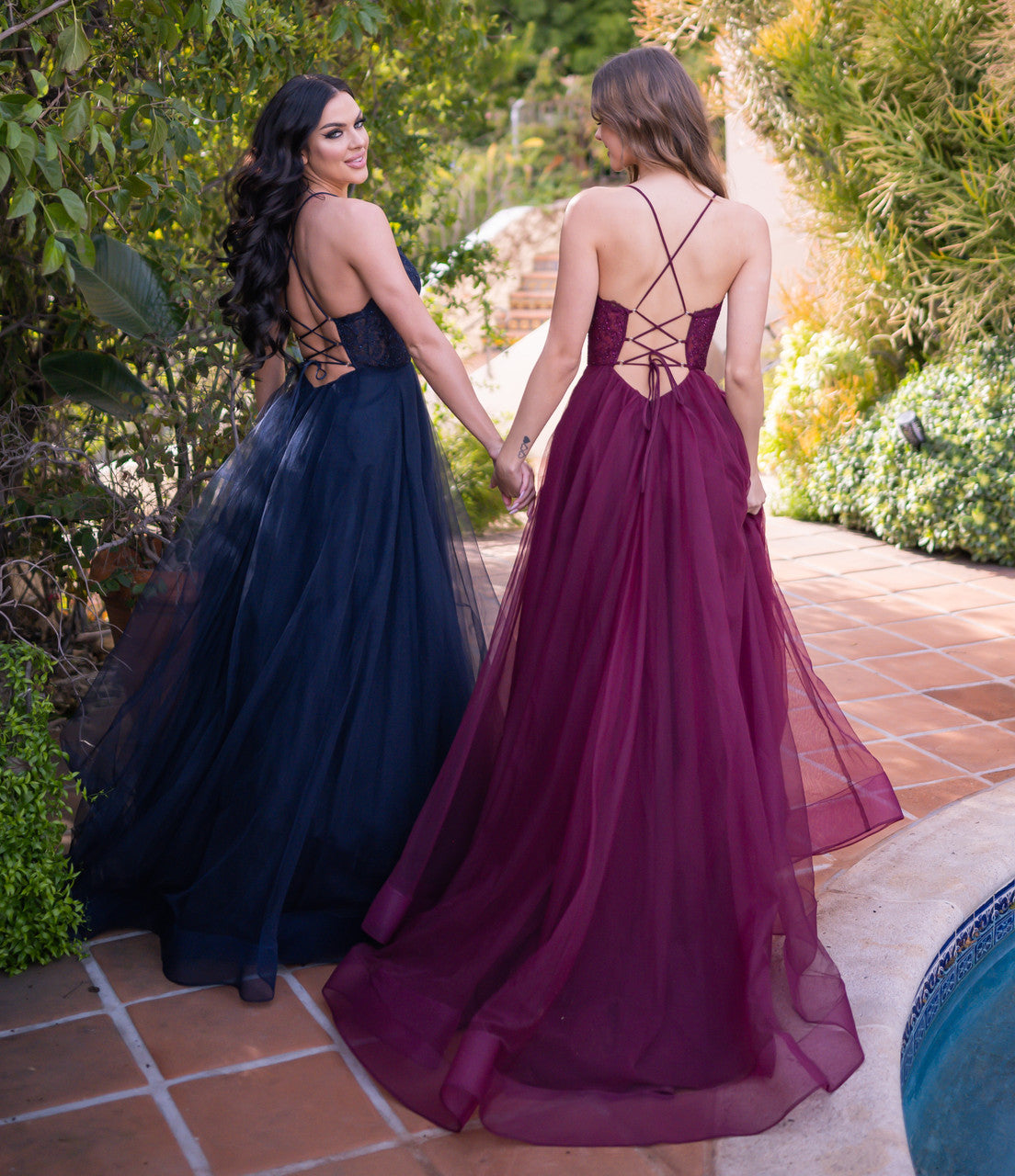 Dani Gown - Navy - Tulle A-Line Lace Dress
