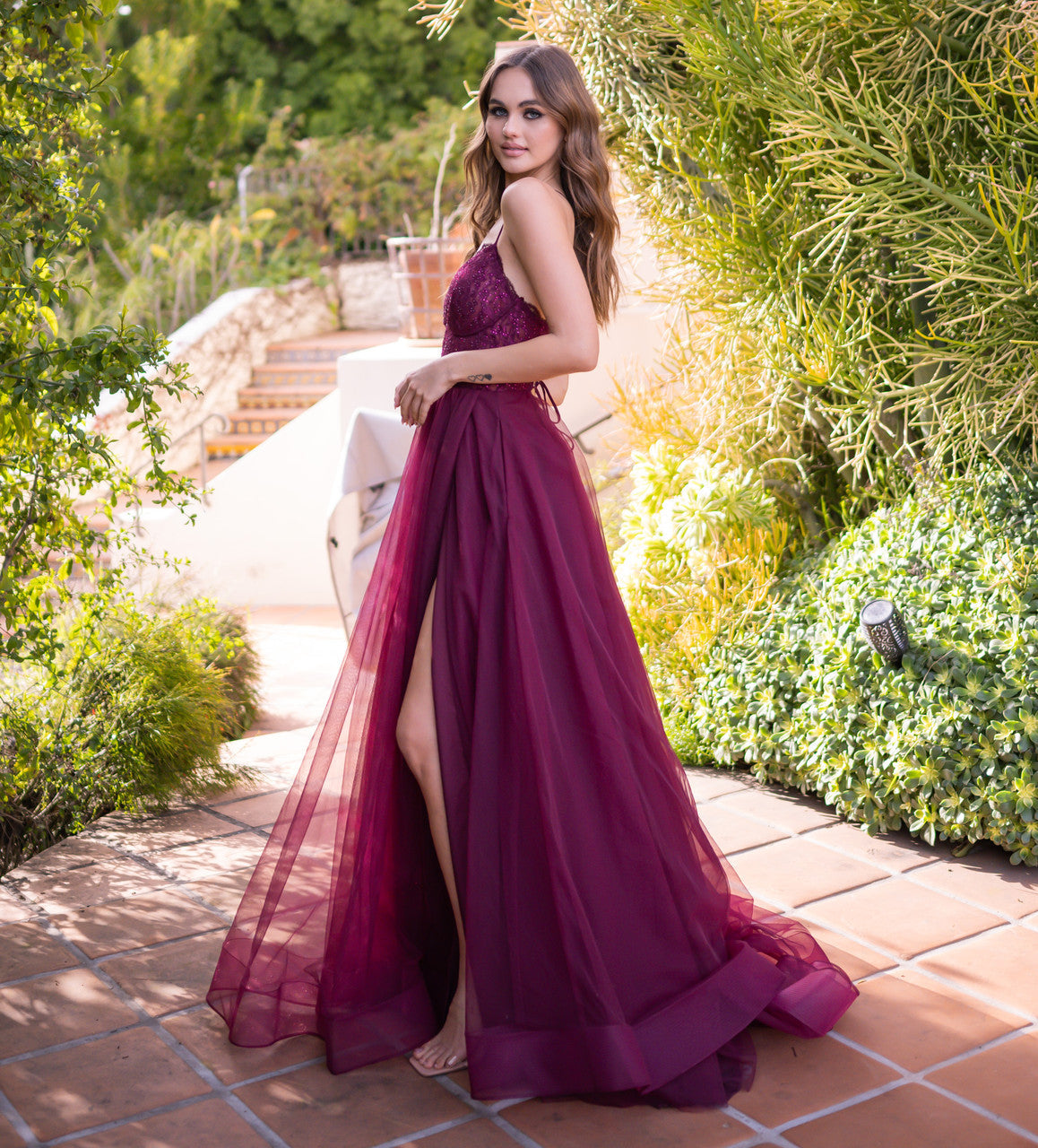Dani Gown - Mulberry - Tulle A-Line Lace Dress