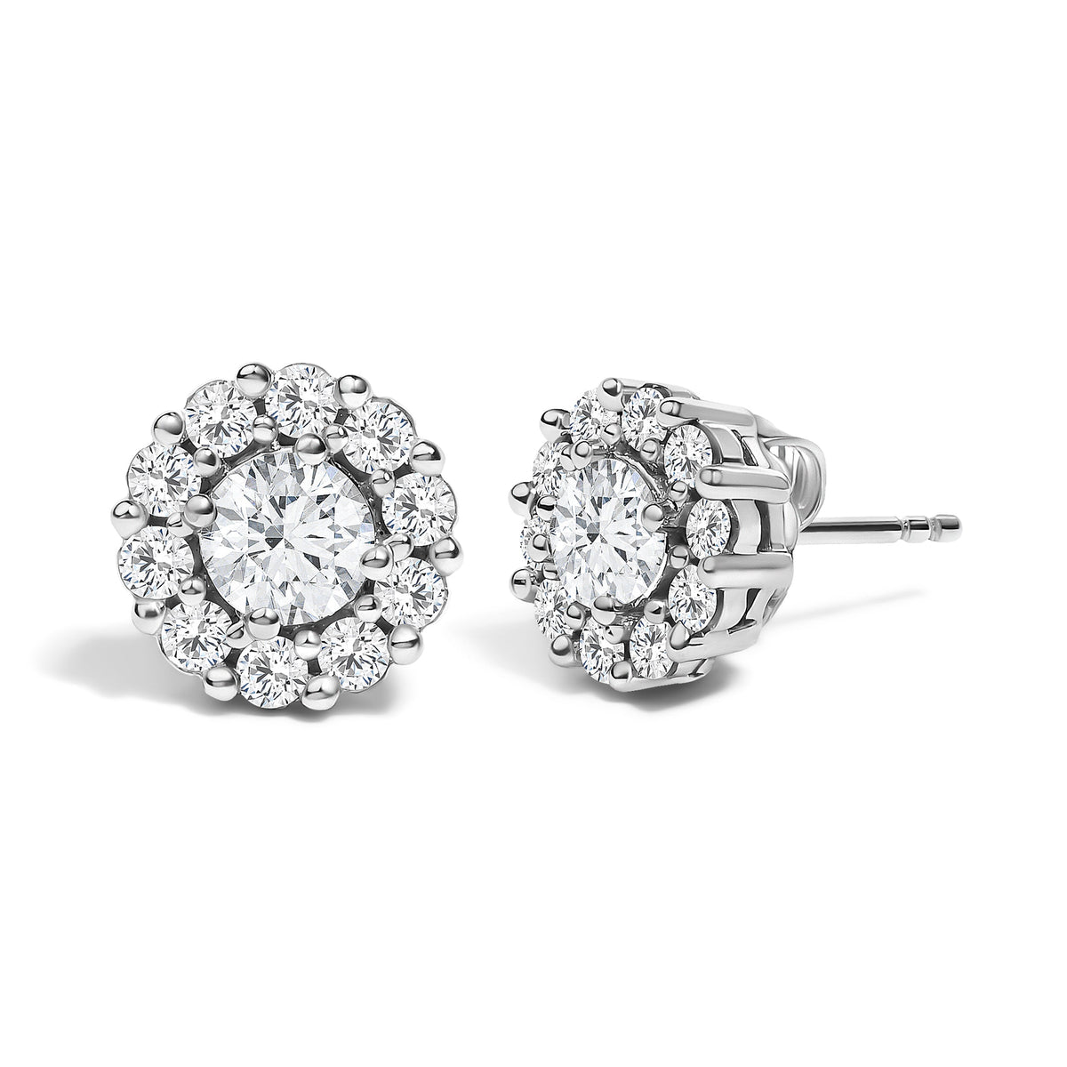 10K White Gold 1 1/2 Cttw Lab Grown Diamond Halo Stud Earrings