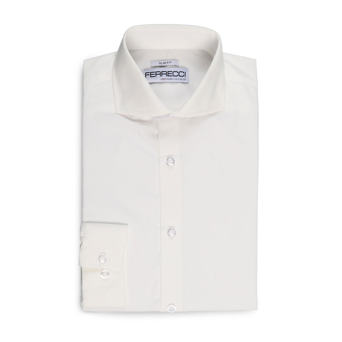Leo Mens Slim Fit Snow White Dress Shirt