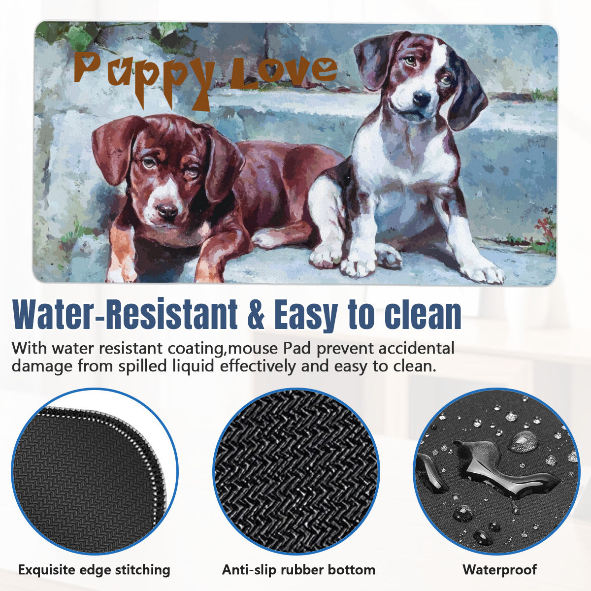 Puppy Love Cute Puppies 40" x 20" Desk Mat