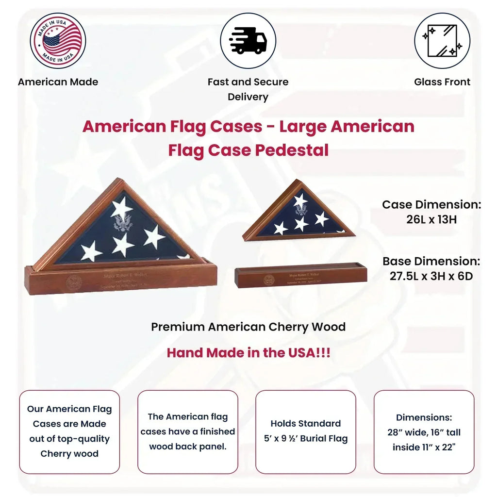American Flag Display Case Pedestals, US Flags Frame.