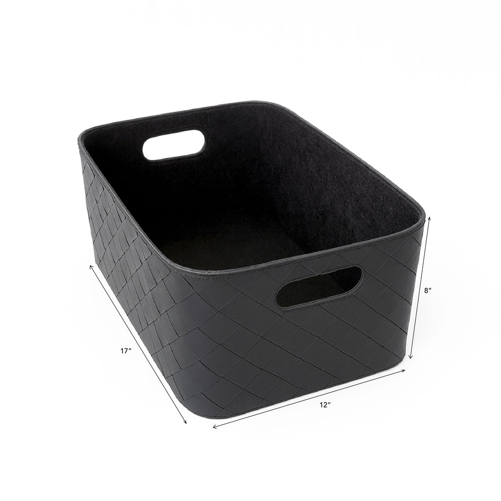 Leather Woven Bin