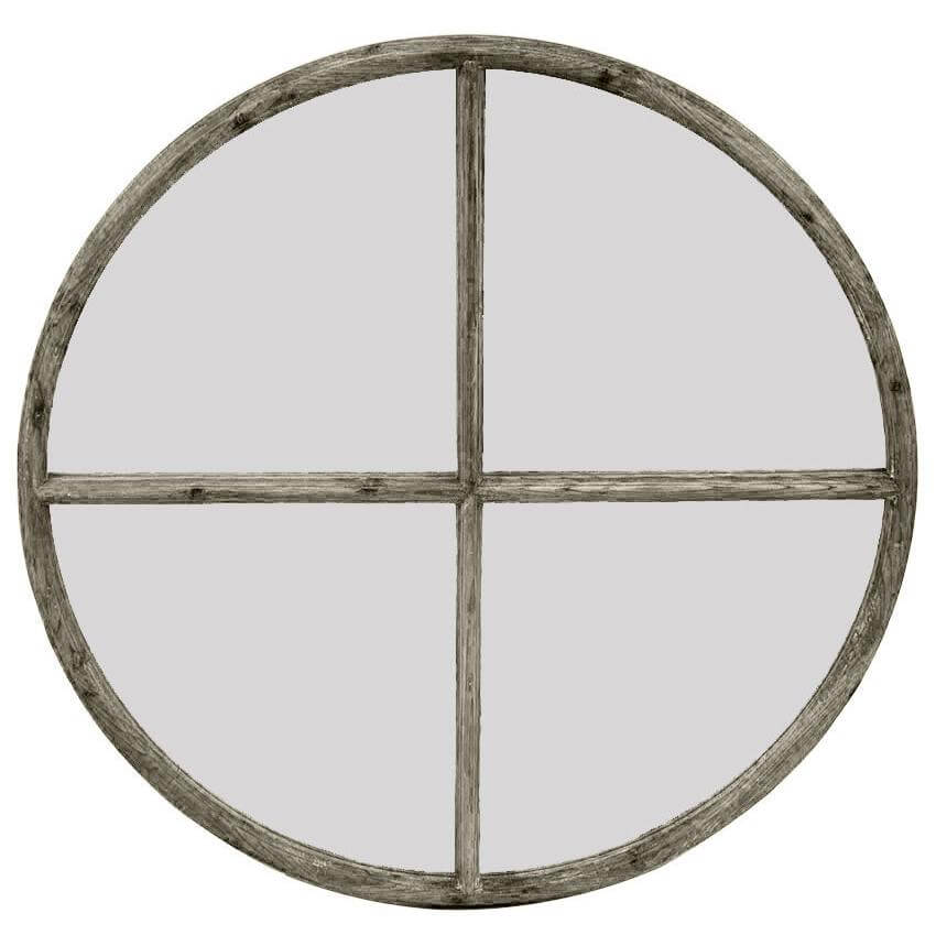 Large Round Wood Vintage Wall Mirror