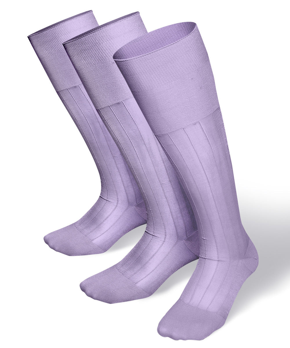 Vittorio Farina Men's Ribbed Shear Nylon Over The Calf Dress Socks