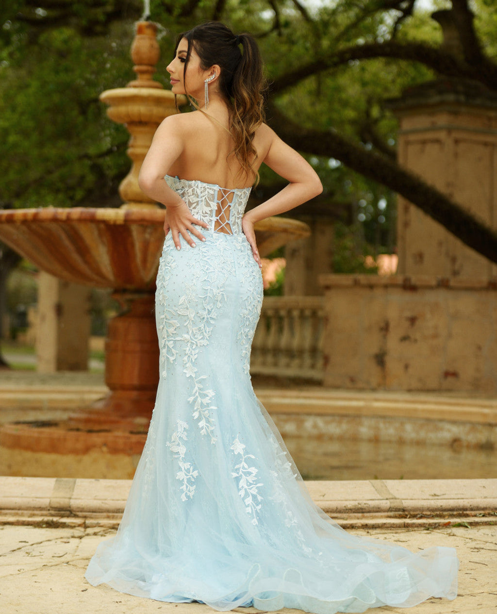 Reva Corset Gown - Light Blue