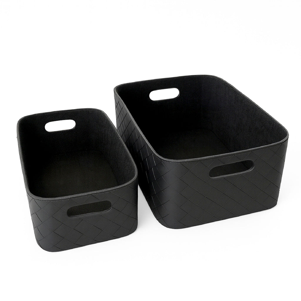 Leather Woven Bin