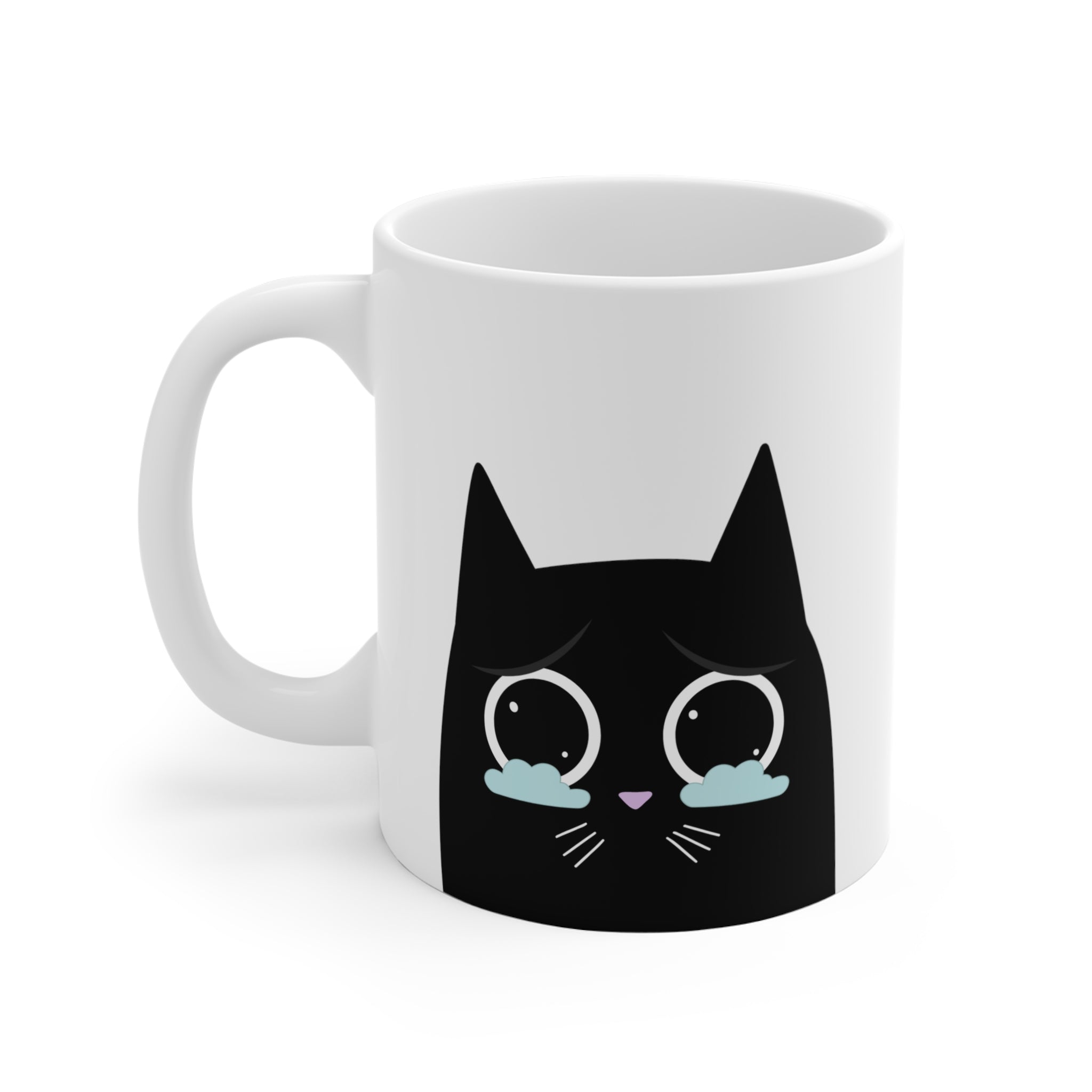 Adorably Emotional Cat White Mug Set - 2 Pcs