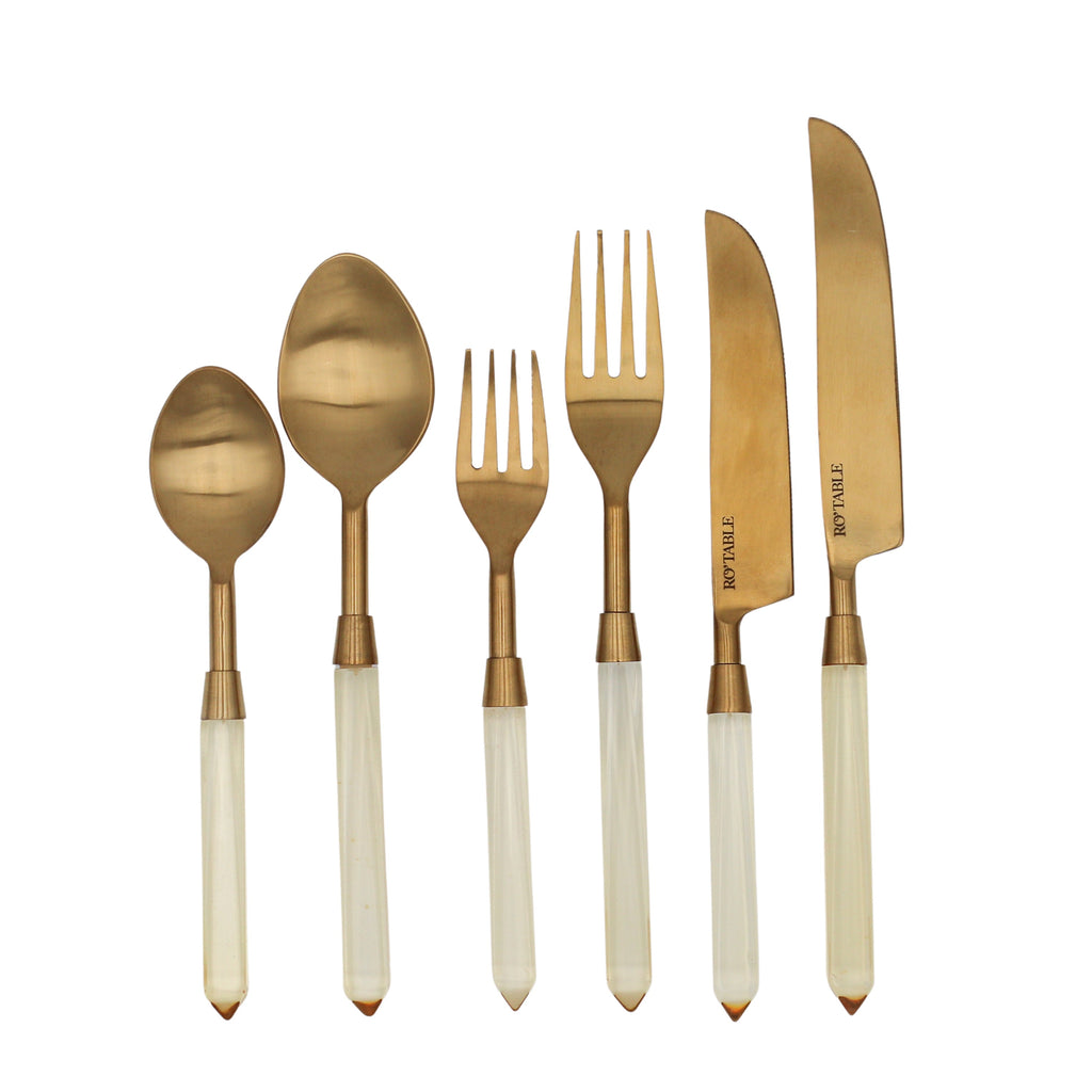 24pc Set Buttercream Yellow Cutlery - 6 Piece - Set of 4