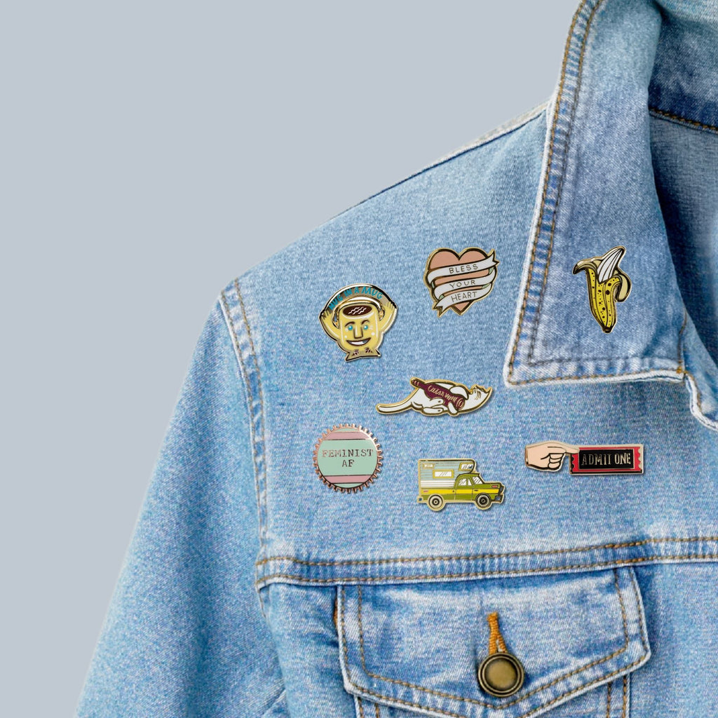 Cats and Wine Make Everything Fine Enamel Pin in Purplish Red and Gold