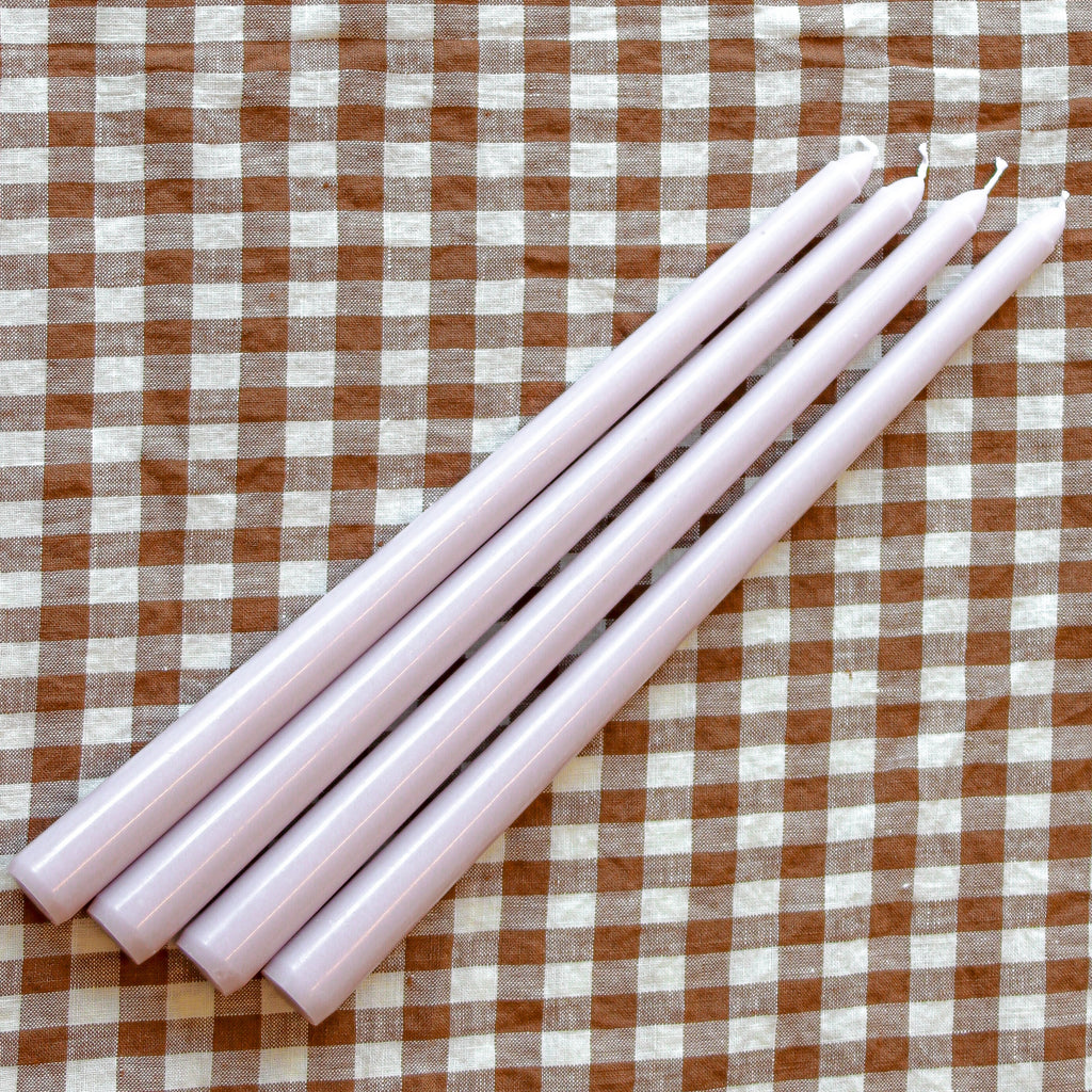 Extra Tall Lilac Hush Taper Candle,  1 Case of 48 Packs (4 Candles per Pack)