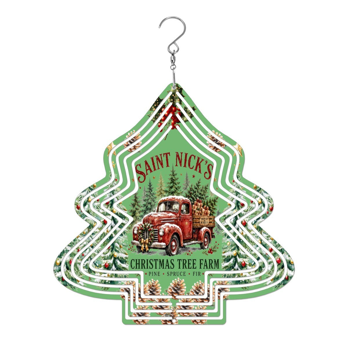 Saint Nick's Christmas Tree Farm Wind Spinner Outdoor Decor