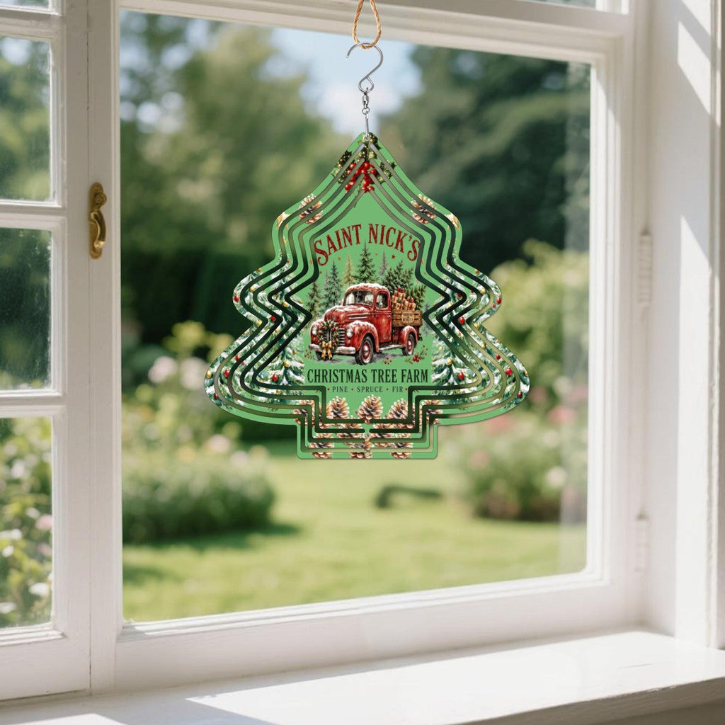 Saint Nick's Christmas Tree Farm Wind Spinner Outdoor Decor