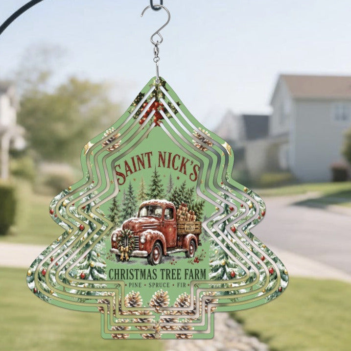 Saint Nick's Christmas Tree Farm Wind Spinner Outdoor Decor