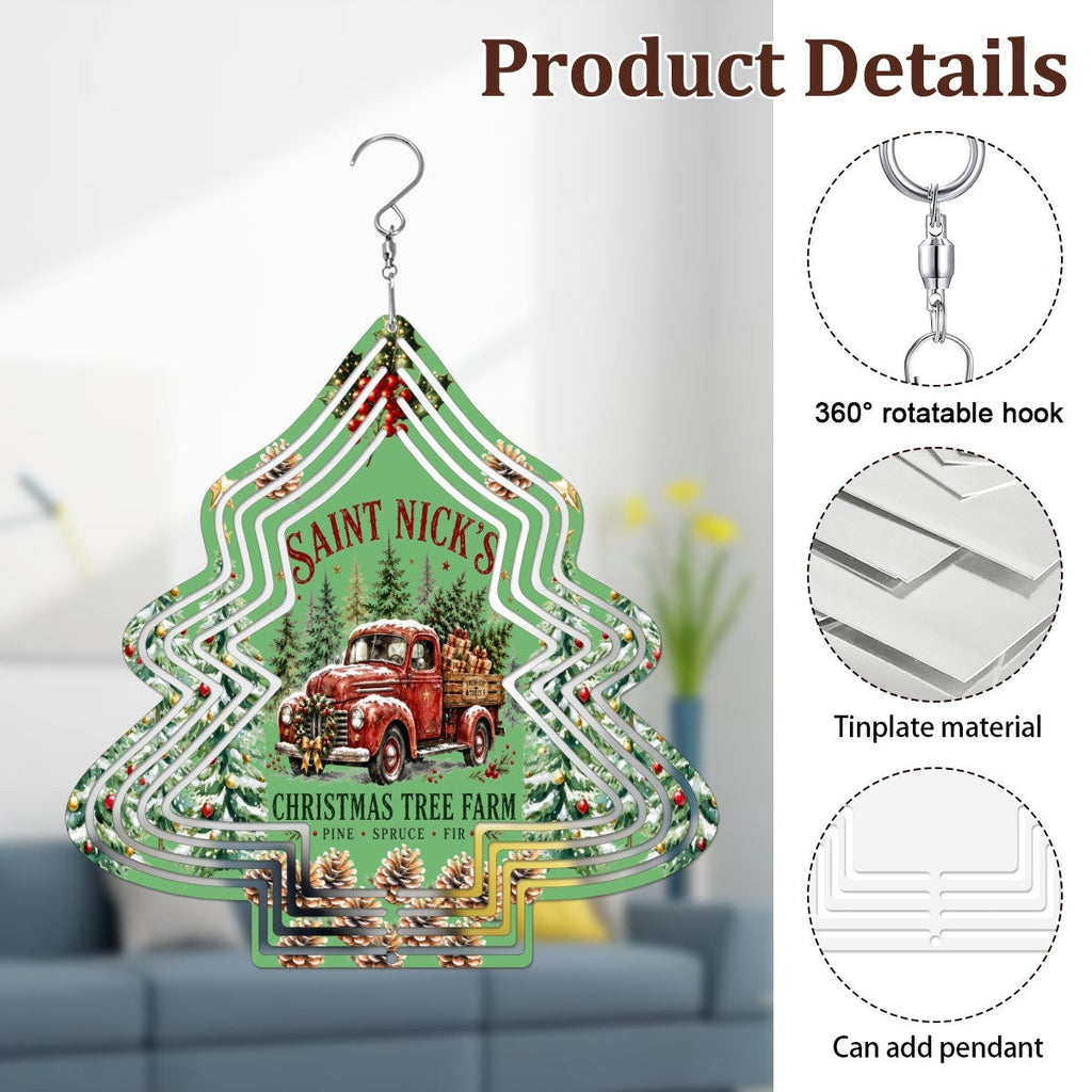 Saint Nick's Christmas Tree Farm Wind Spinner Outdoor Decor