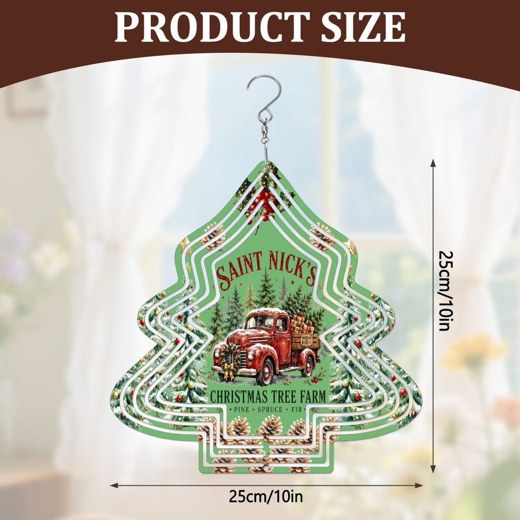Saint Nick's Christmas Tree Farm Wind Spinner Outdoor Decor