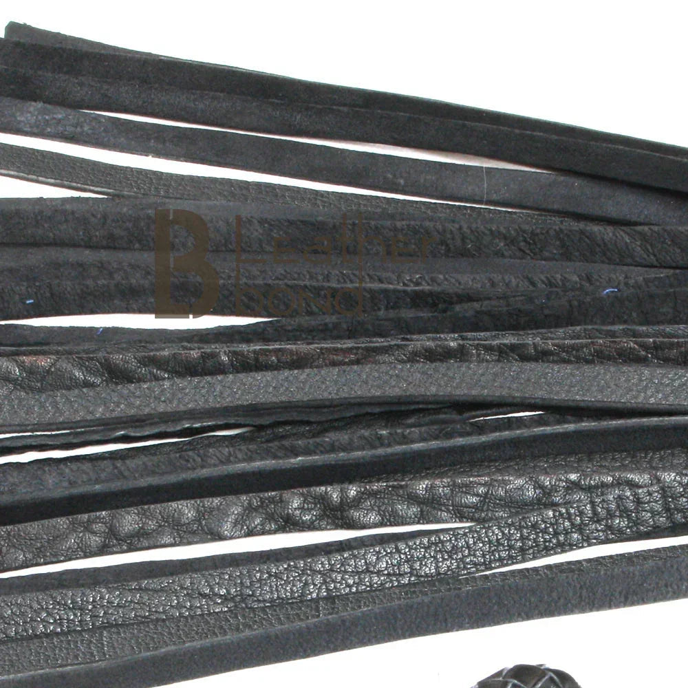 Black Leather Flogger 25 Falls Heavy Duty Thuddy BDSM Whip | Handcrafted Impact Flogger
