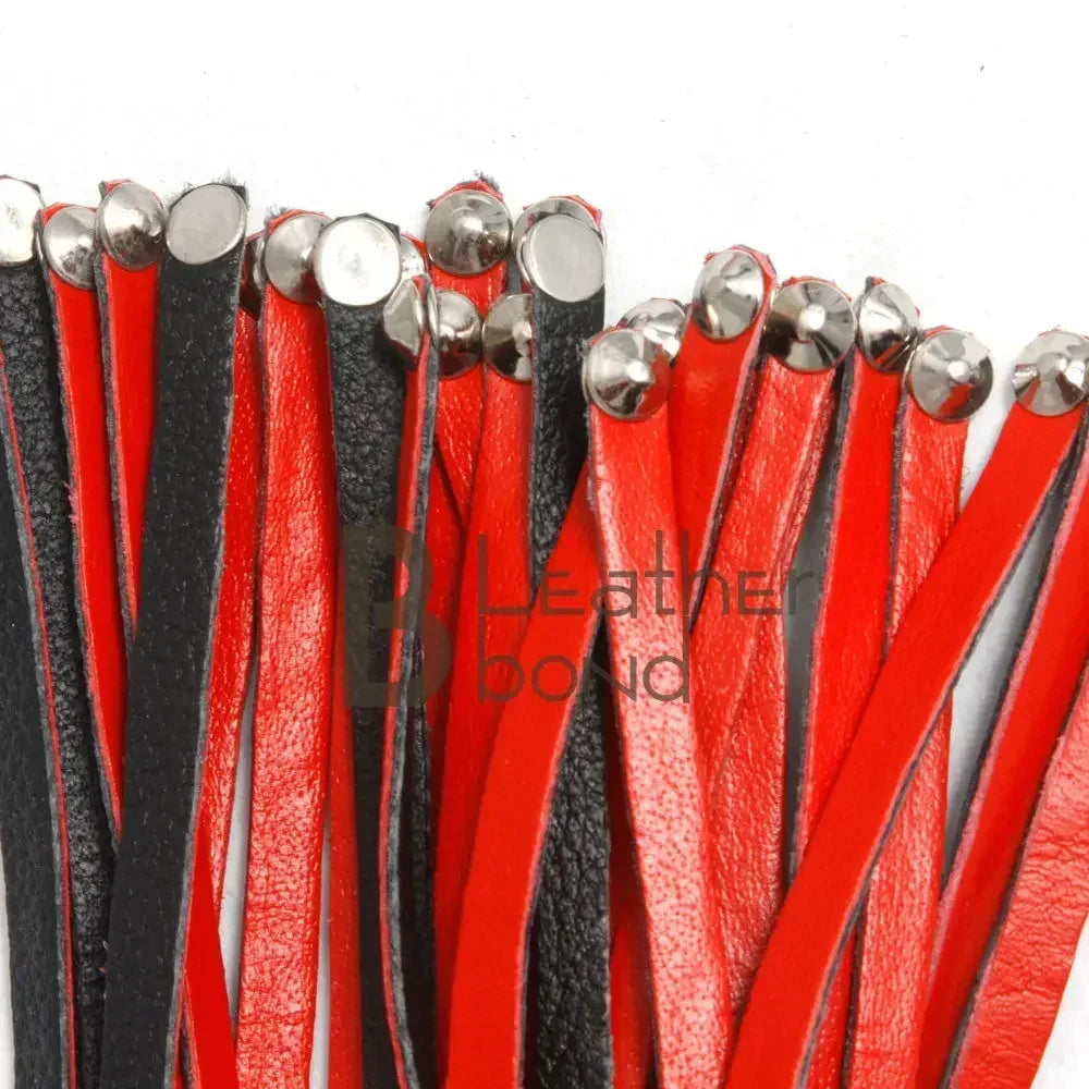 Real Genuine Cowhide Leather Flogger | 30 Heavy Duty Falls | Steel Studs BDSM Whip – Leather Bond