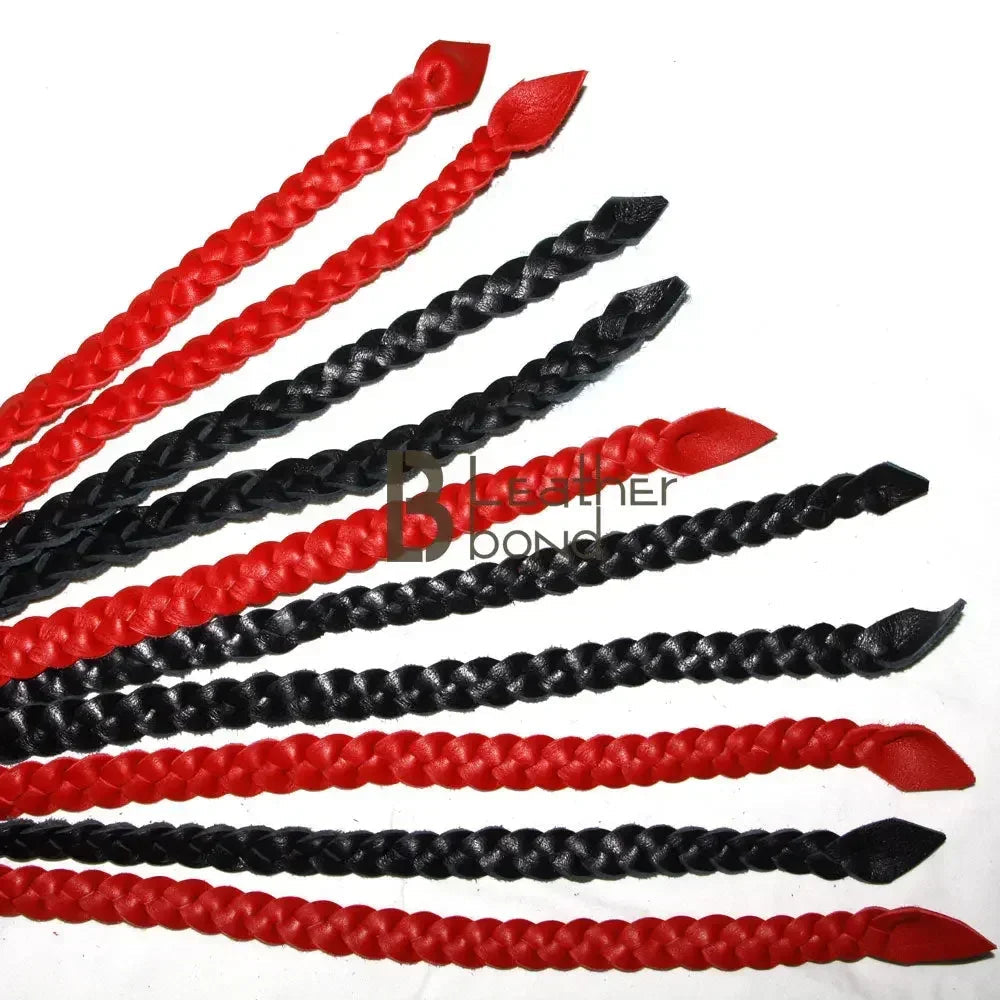 Real Cowhide Leather Flogger 12 Braided Falls Heavy Duty | Red & Black Whip