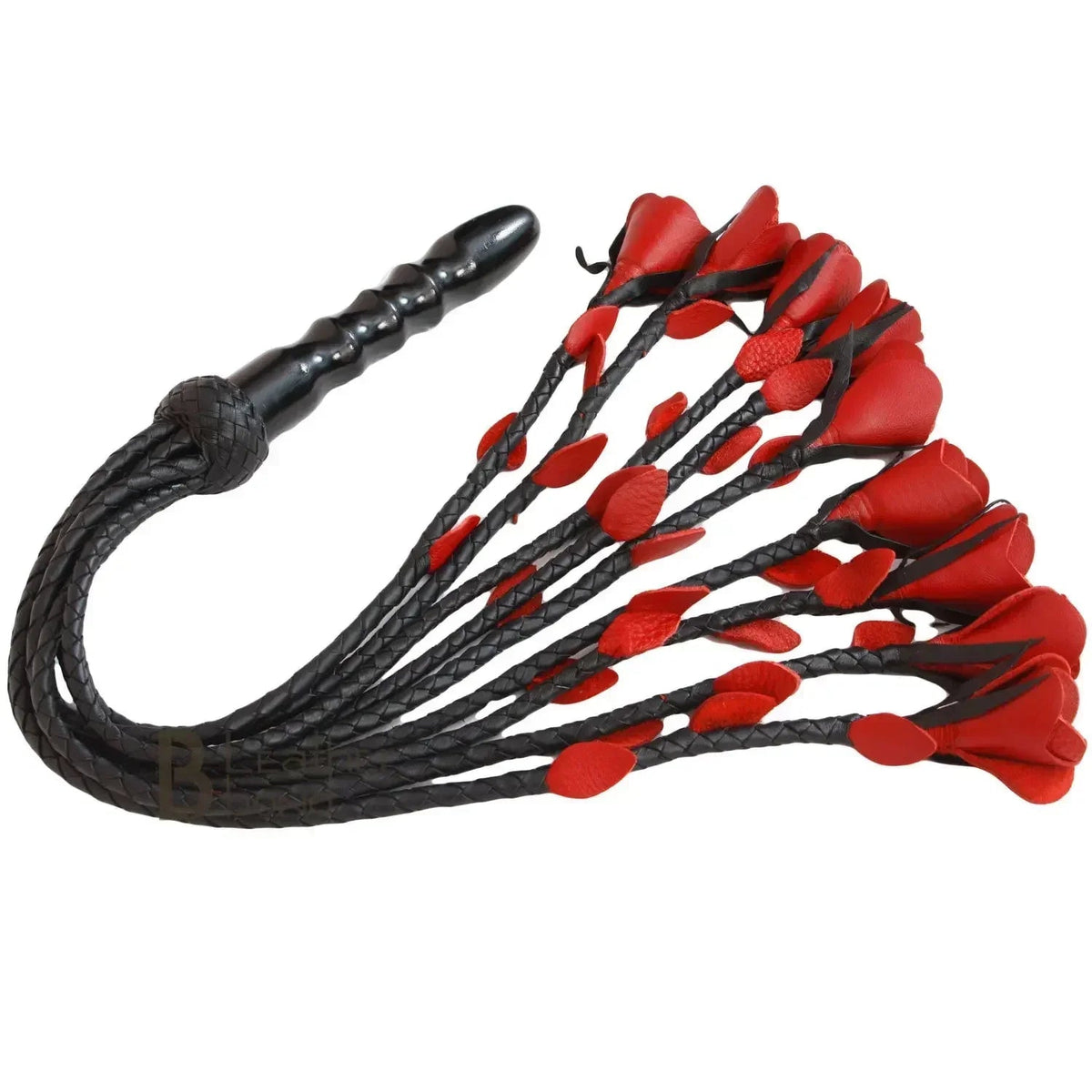 Real Genuine Cowhide Leather Thuddy Flogger | 9 Braided Falls | Heavy Red Roses – Leather Bond