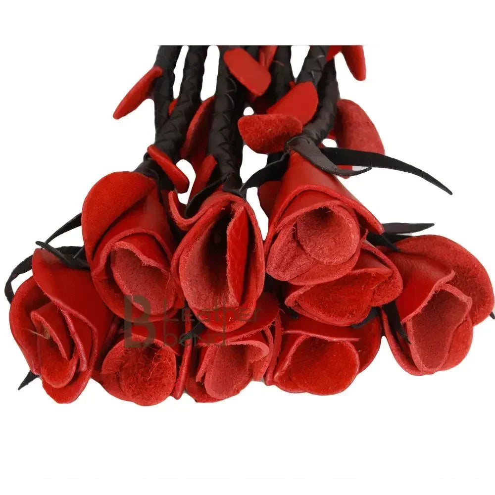 Real Genuine Cowhide Leather Thuddy Flogger | 9 Braided Falls | Heavy Red Roses – Leather Bond