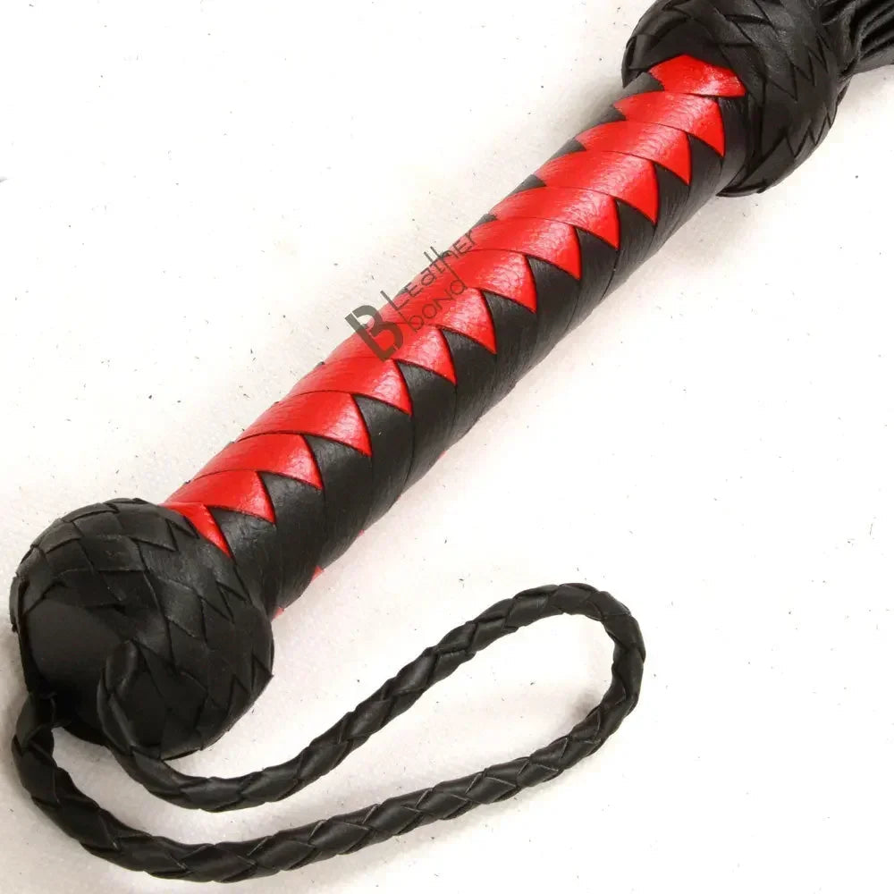 Real Thick Cowhide Leather Flogger 25 Falls Black Heavy Duty Whip | Handcrafted BDSM Impact Flogger