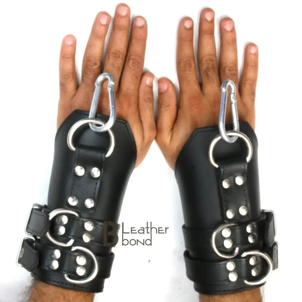 Real Cowhide Leather Suspension Wrist Cuffs Heavy Duty & Durable Restraint Bondage Cuffs