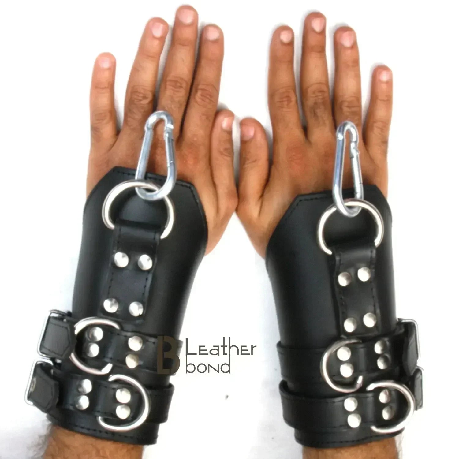 Real Cowhide Leather Suspension Wrist Cuffs Heavy Duty & Durable Restraint Bondage Cuffs