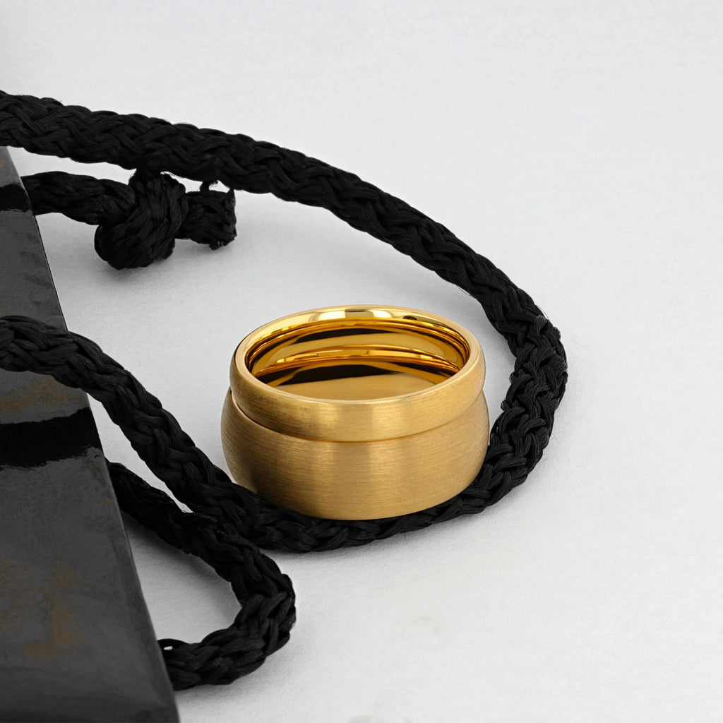 MILLER Gold Plated Tungsten Domed Ring with Brushed Finish - 8mm