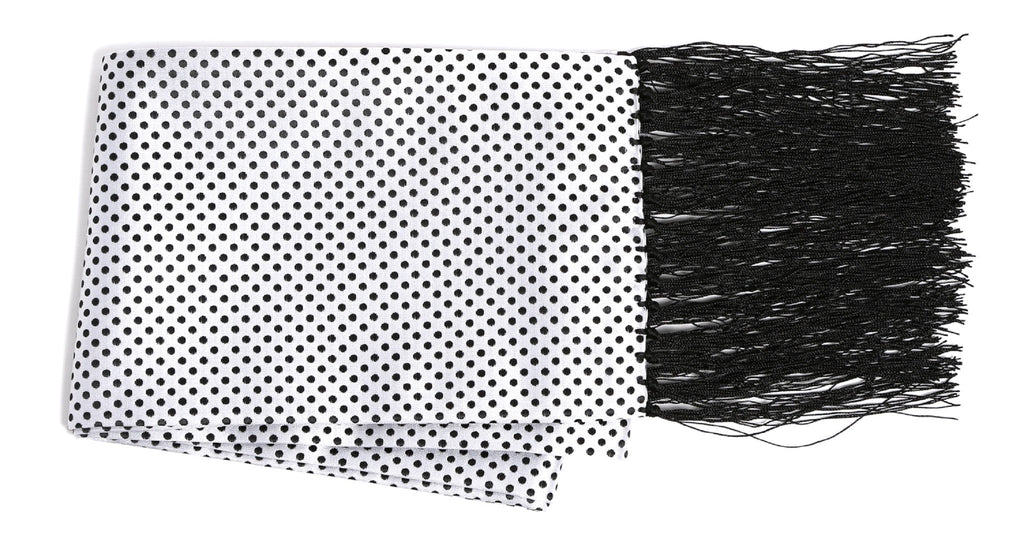 Premium Men's Polka Dot Formal Evening Scarf - White & Black