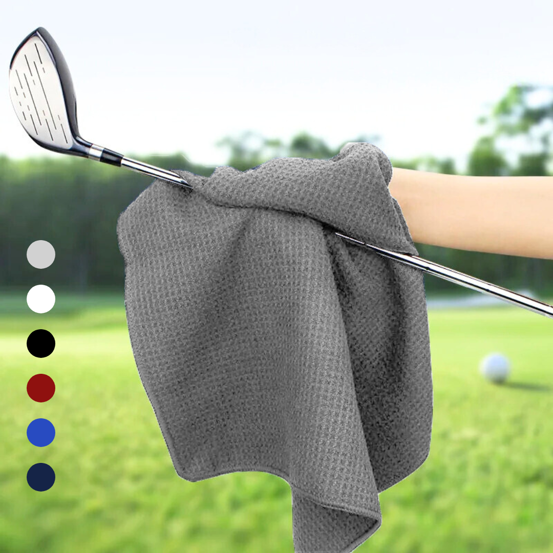 Small Microfiber Waffle Golf Towel: Black Trimmed Pack of 3
