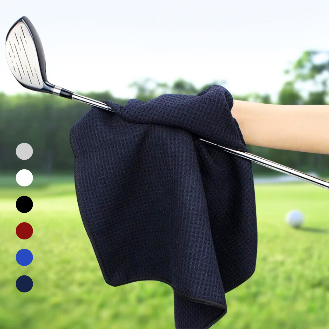 Small Microfiber Waffle Golf Towel: Black Trimmed Pack of 3