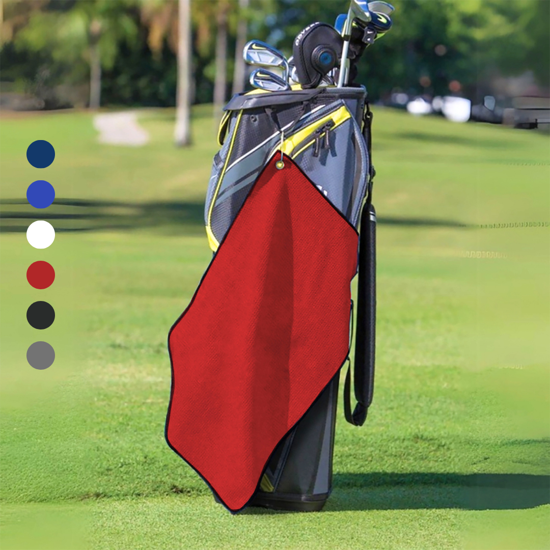 Medium Microfiber Waffle Golf Towel: Corner Grommet & Hook Pack of 2