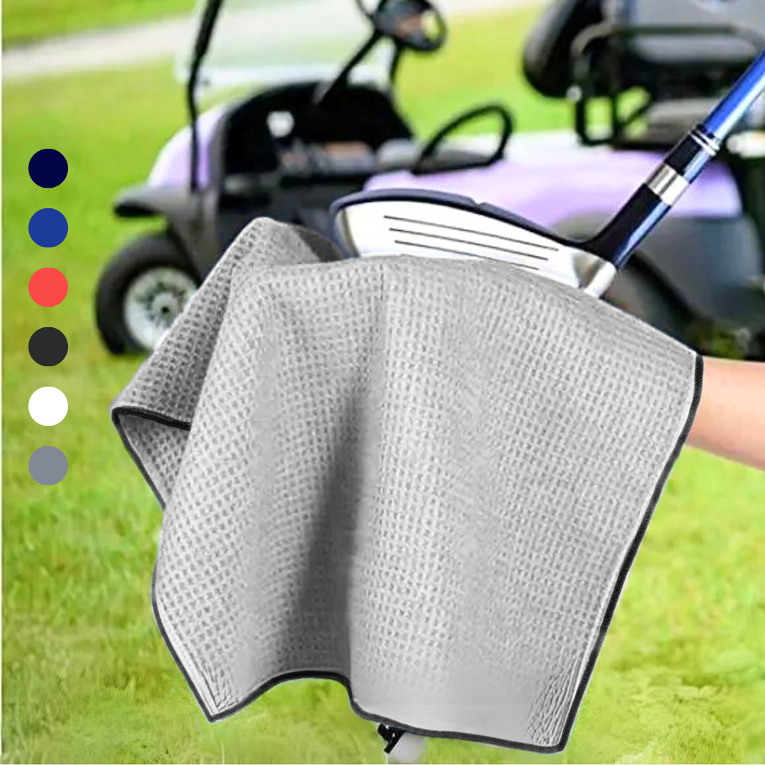 Medium Microfiber Waffle Golf Towel: Black Trimmed Pack of 3