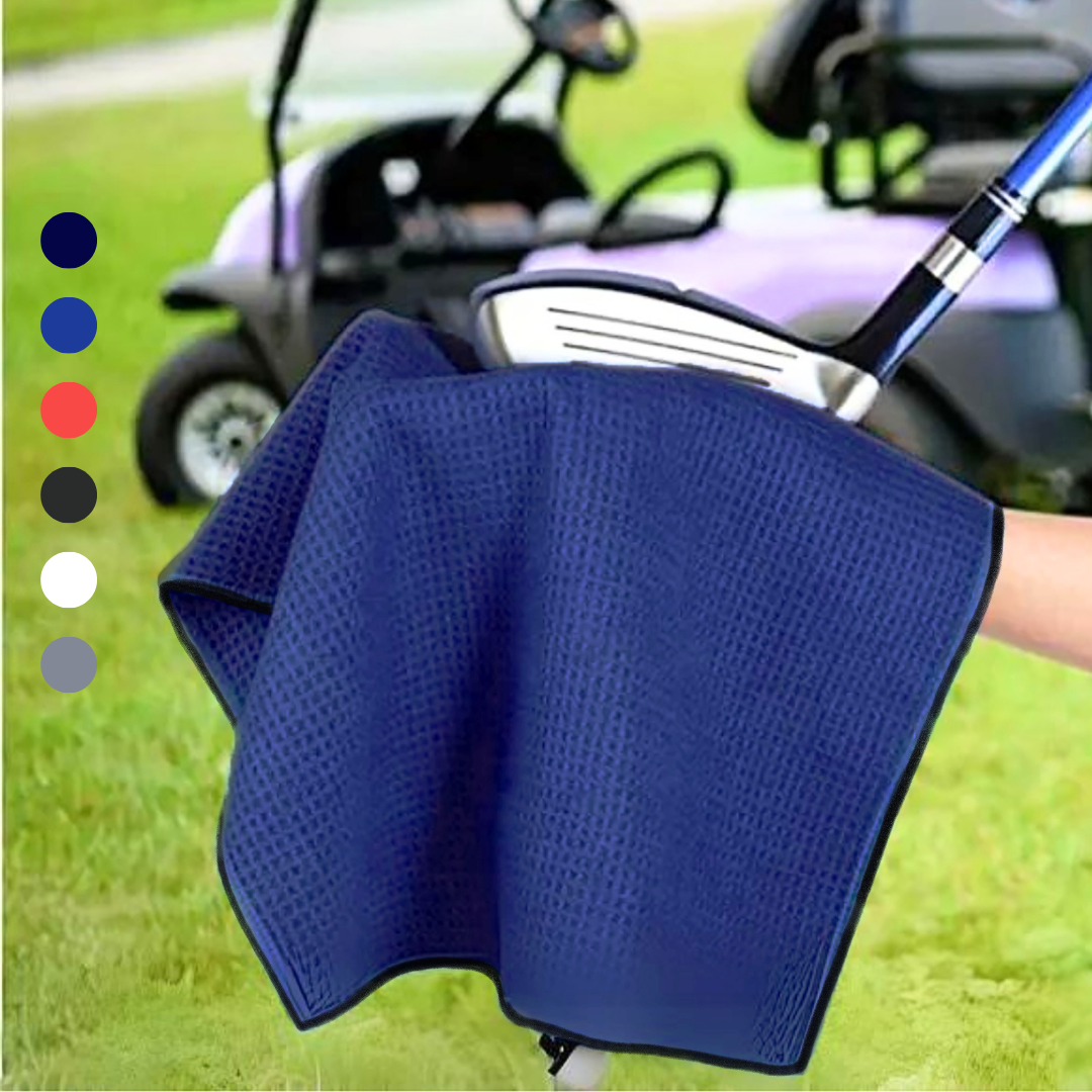 Medium Microfiber Waffle Golf Towel: Black Trimmed Pack of 3