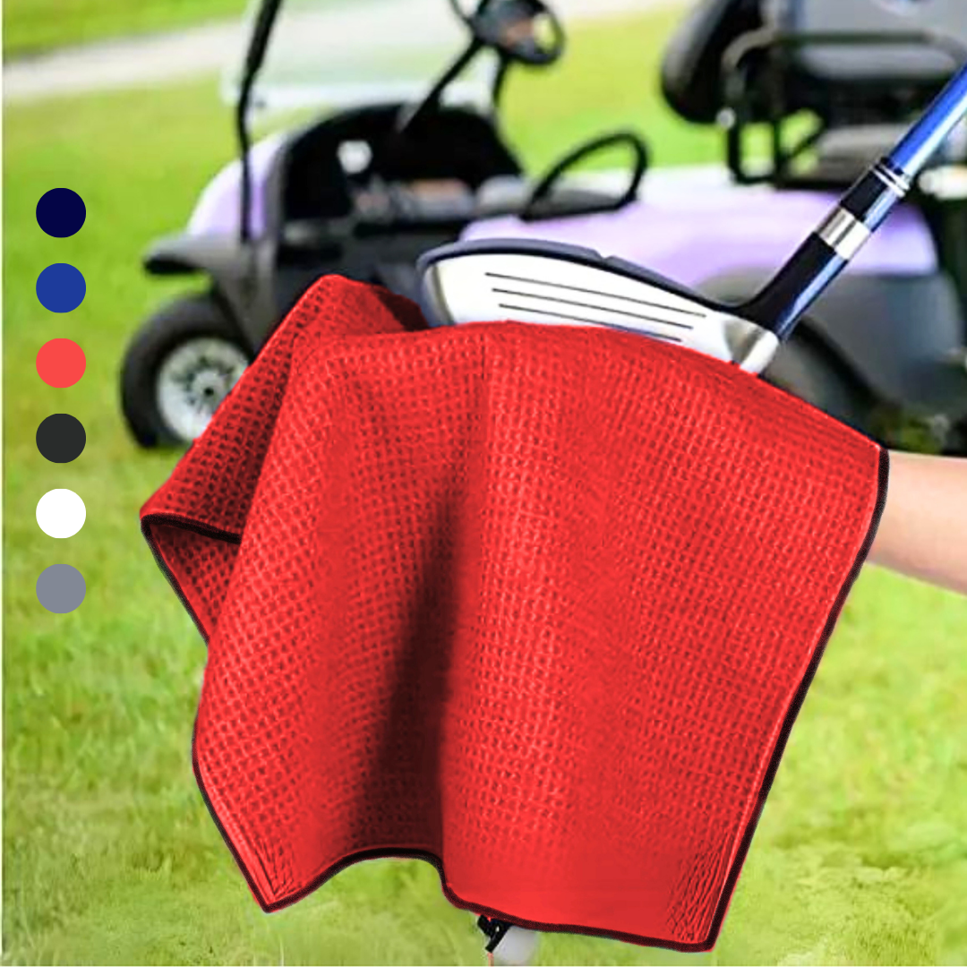 Medium Microfiber Waffle Golf Towel: Black Trimmed Pack of 3