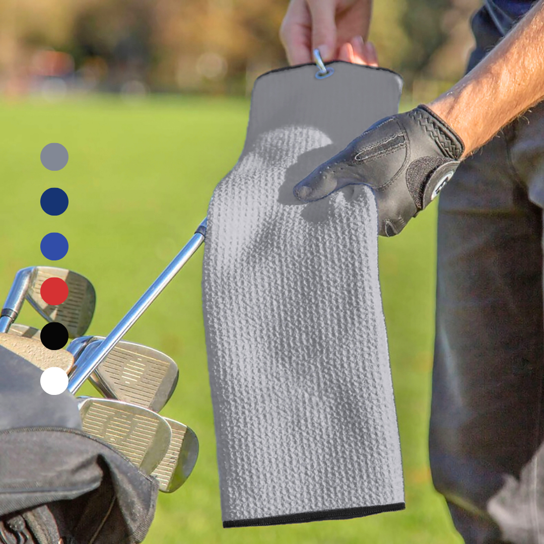 Tri-Fold Microfiber Waffle Golf Towel: Grommet & Hook Pack of 2