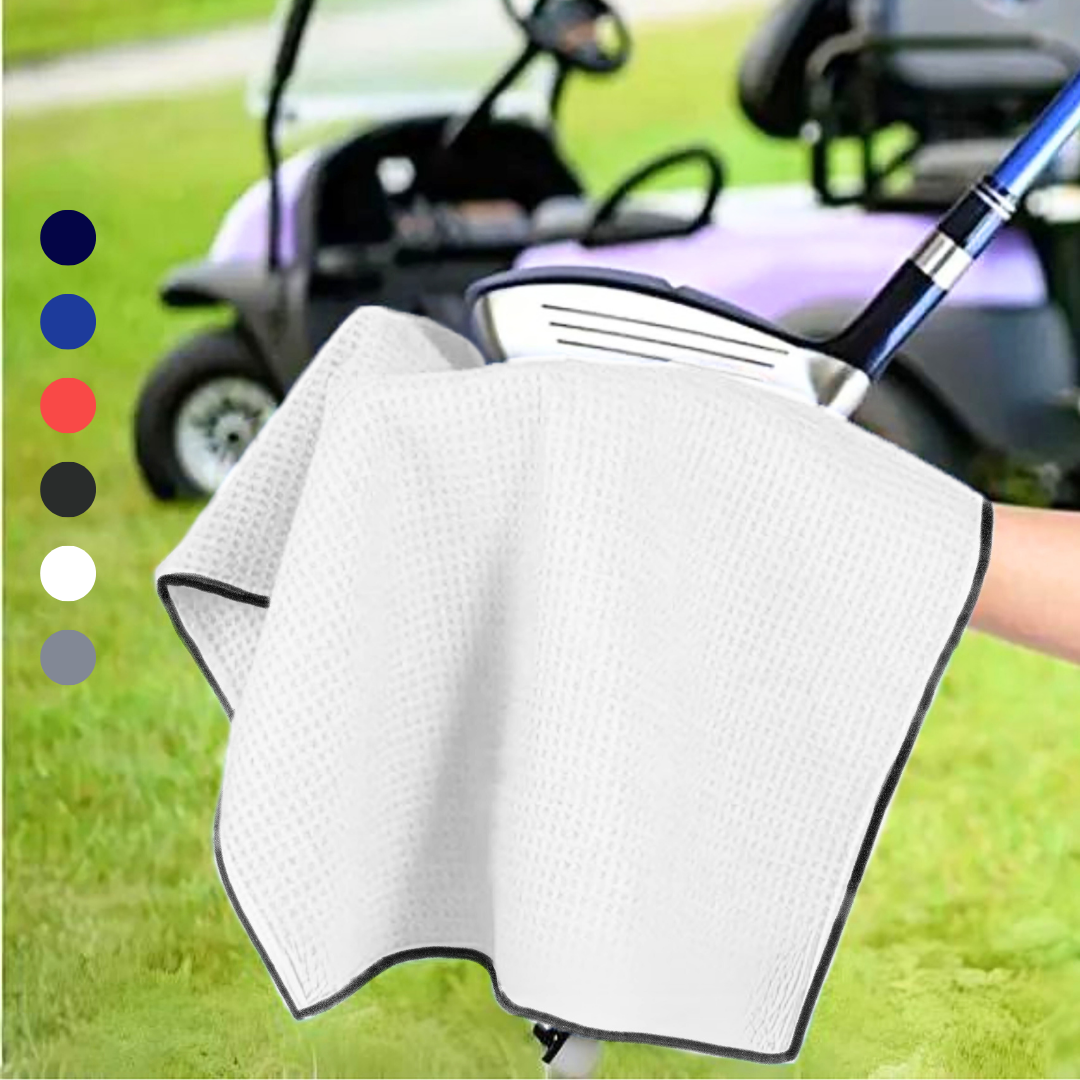 Medium Microfiber Waffle Golf Towel: Black Trimmed Pack of 3