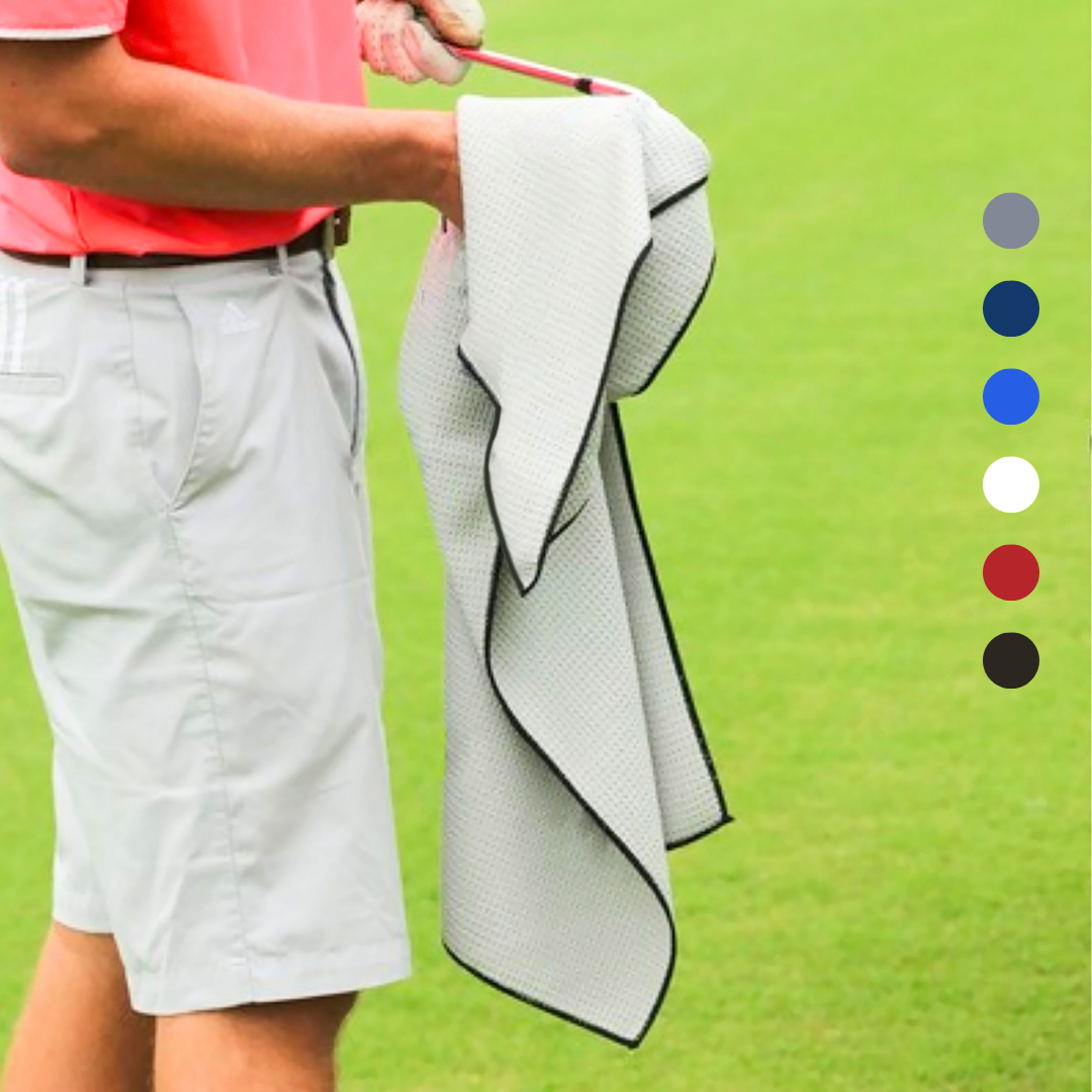 Large Microfiber Waffle Golf Towel: Black Trimmed