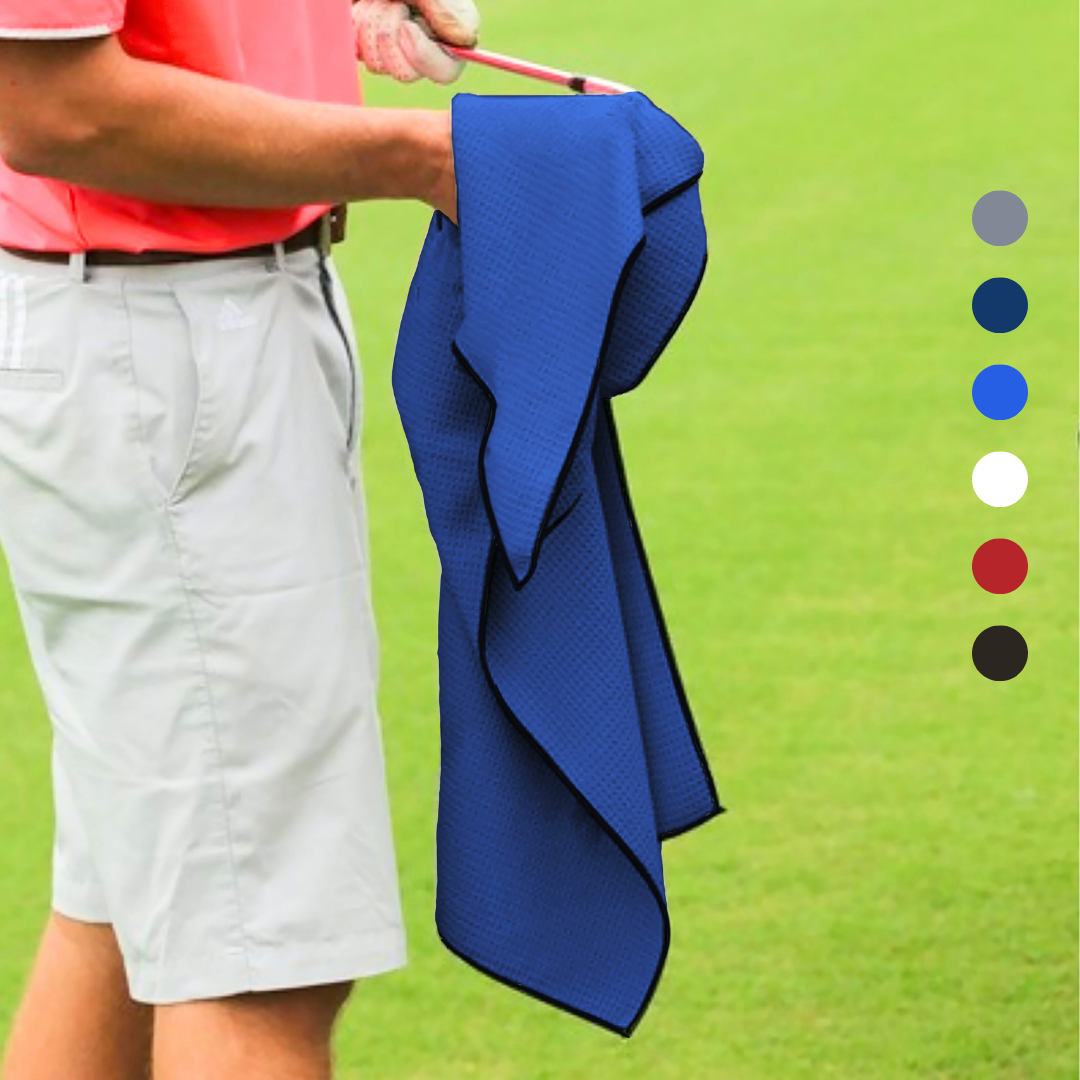 Large Microfiber Waffle Golf Towel: Black Trimmed