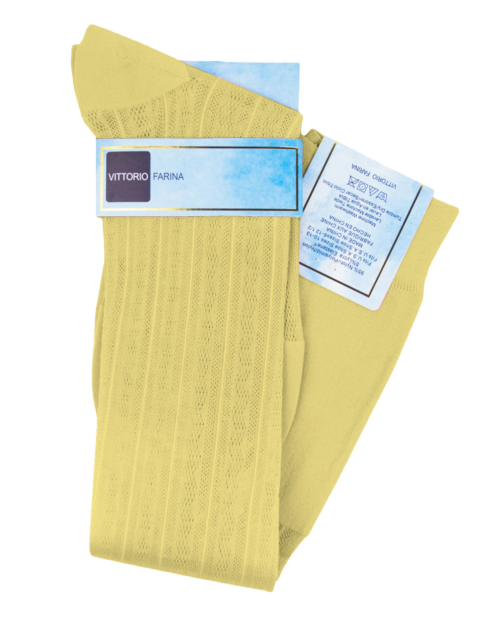 Vittorio Farina Men's Ribbed Shear Nylon Over The Calf Dress Socks