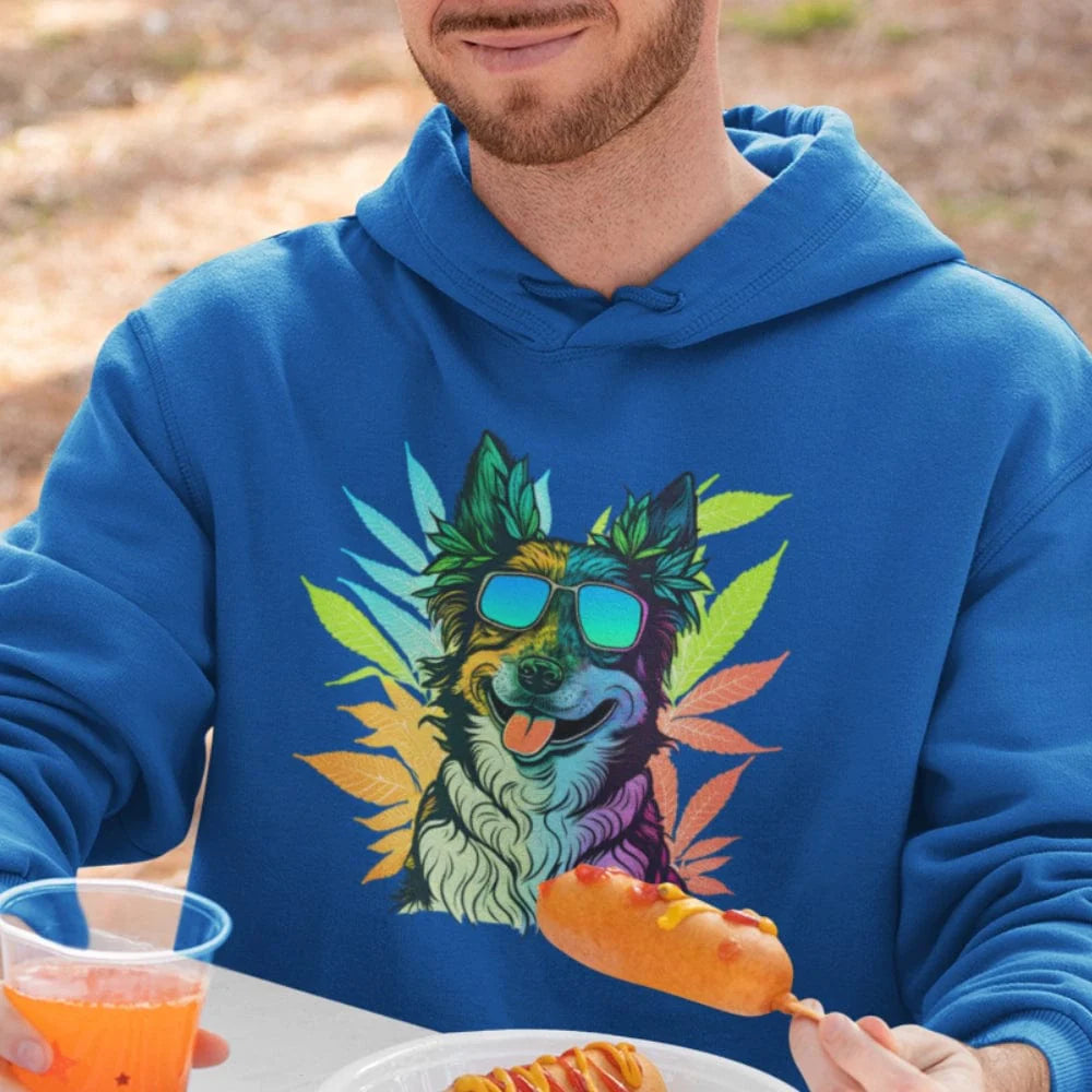 Cool Corgi with Shades and Cannabis Leaves Hoodie