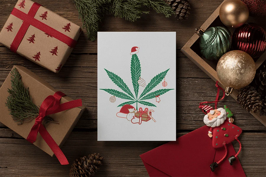 Mary Kushmas + Dope New Year Marijuana Tree Christmas Greeting Cards (1, 10, 30, and 50pcs)