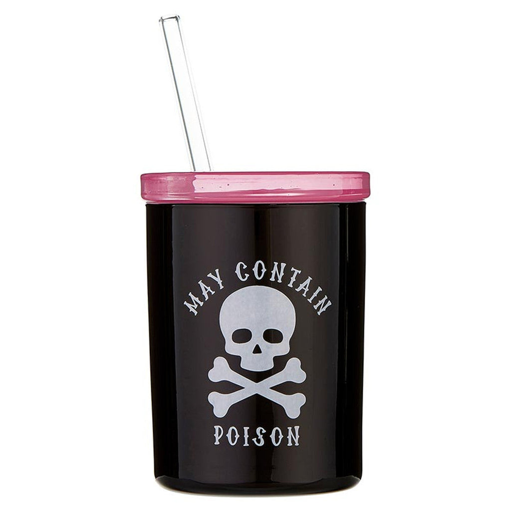 May Contain Poison Glass Double Old Fashioned with Lid and Straw | Halloween Spooky Tumbler