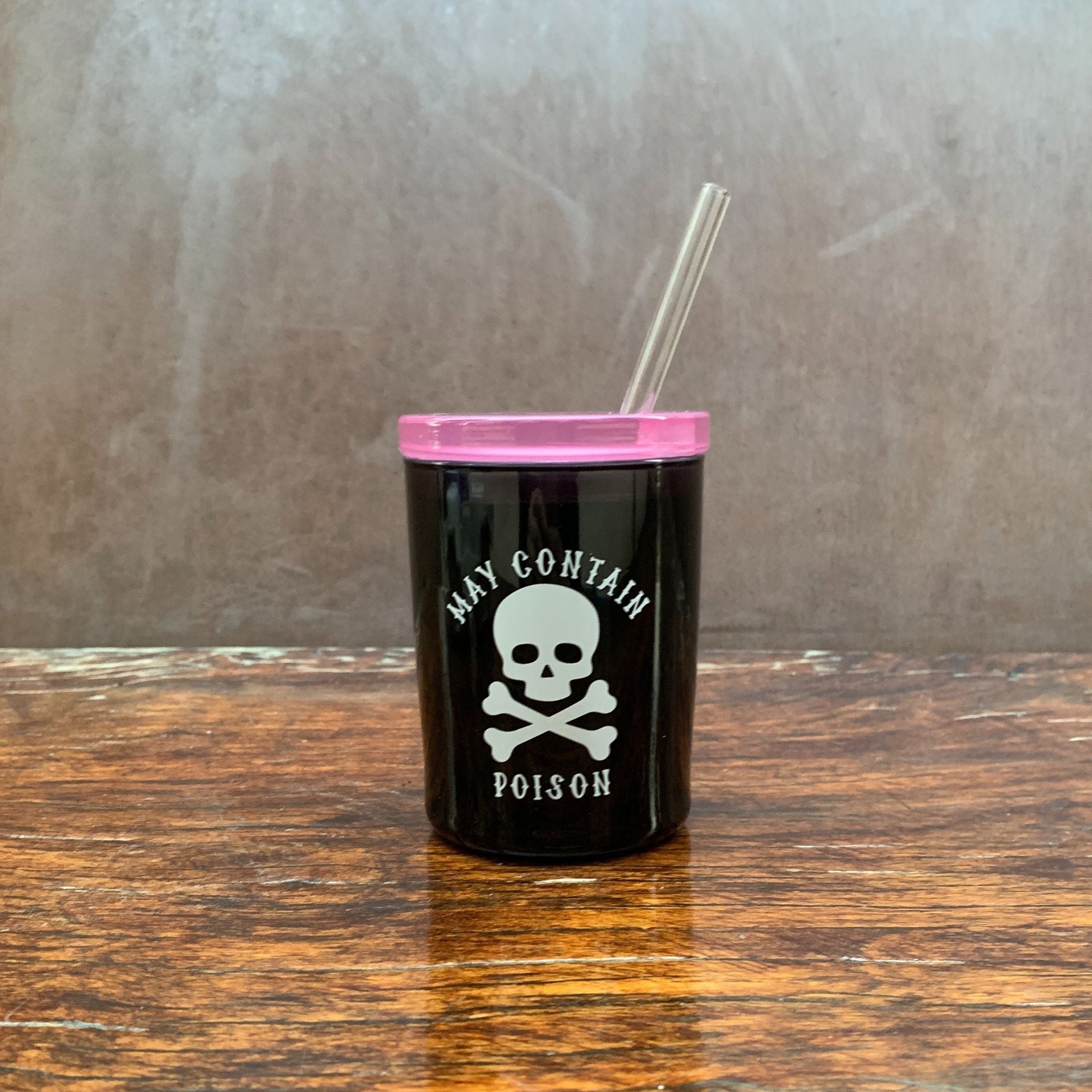 May Contain Poison Glass Double Old Fashioned with Lid and Straw | Halloween Spooky Tumbler