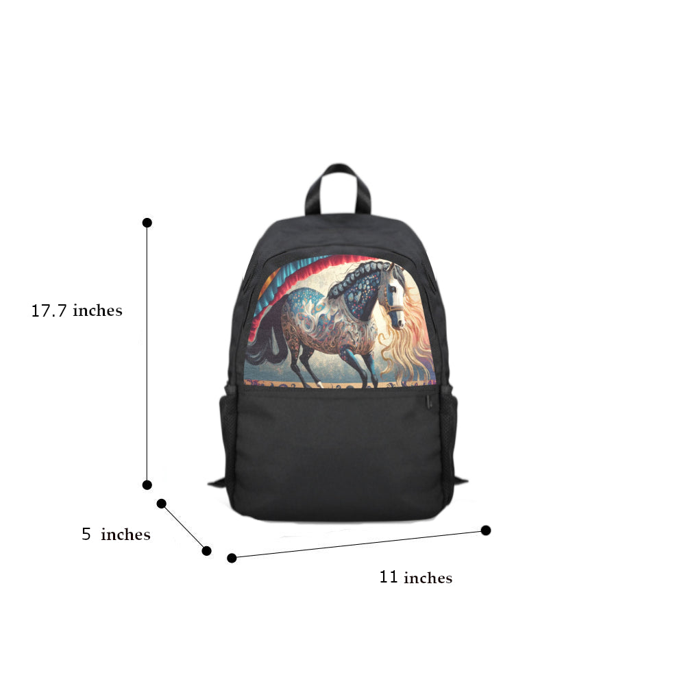 Bejeweled Horse Casual Backpack | Upper Part Printing