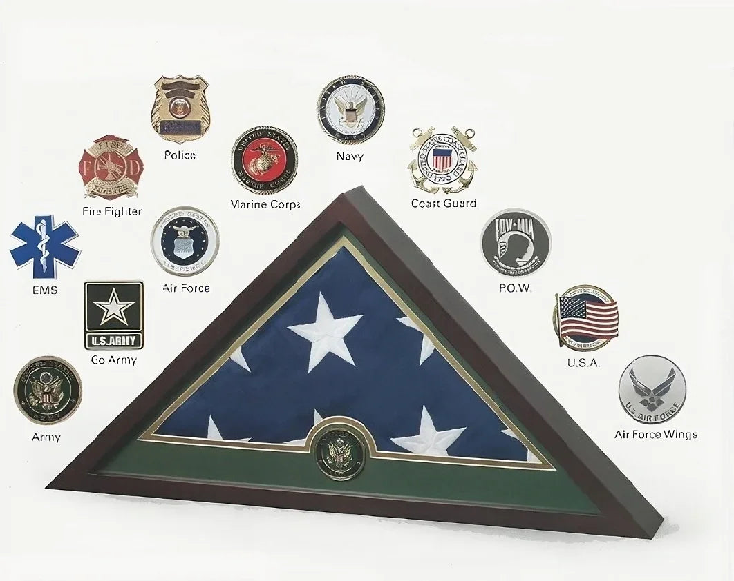 Medallion Flag Display Case, Memorial Flag Display case, Army Medallion